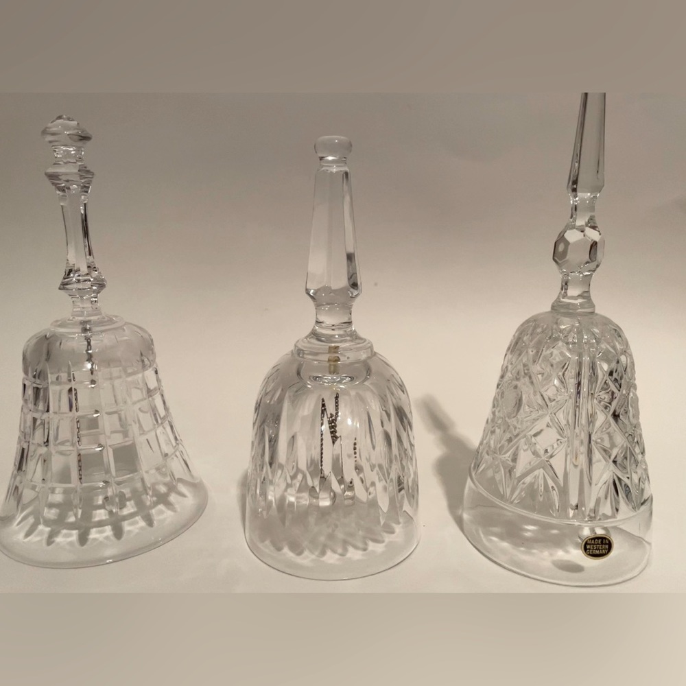 Set 3 pieces Crystal Hand Bell Made Western Germany Vintage